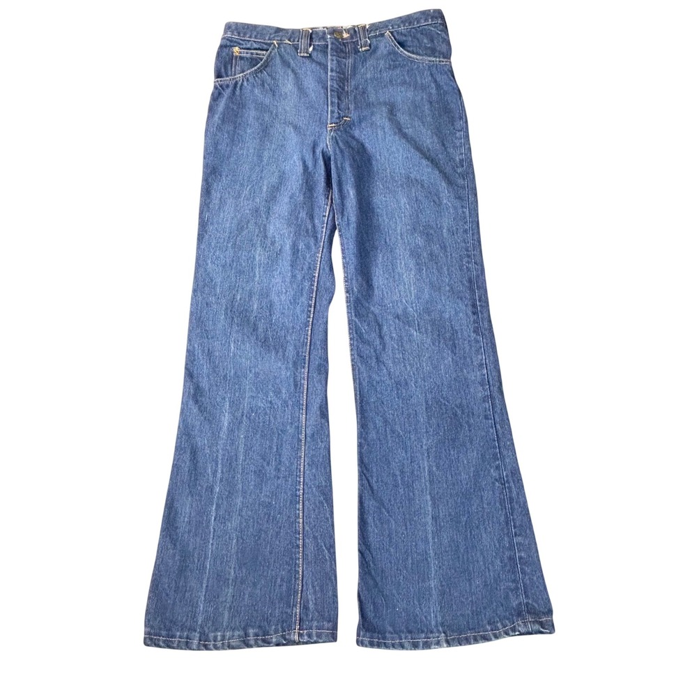 Vintage 70s Lee Bell Bottom Flare Jeans Mens 32x29 Blue Denim Retro Wide Leg